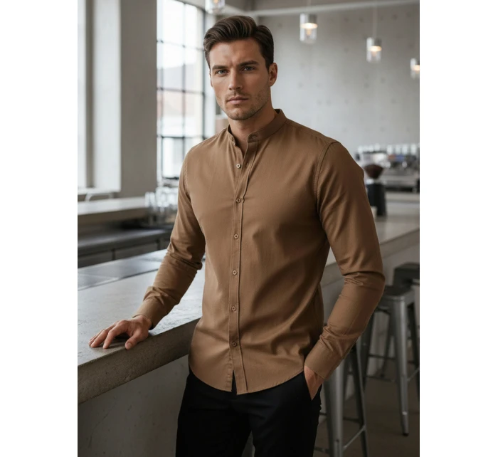 Pánska ležérna košeľa SLIM FIT so stojacím golierom FashionStreet DX2592