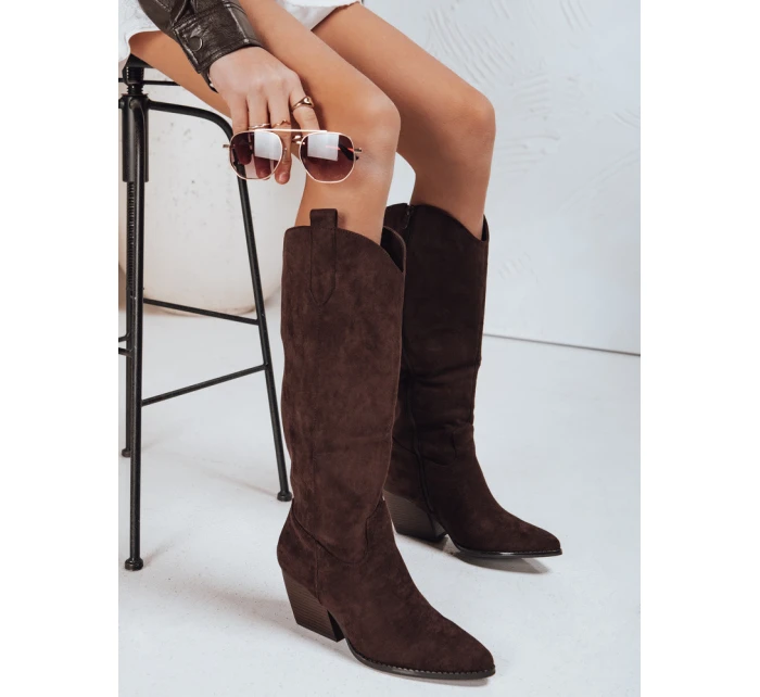 Dámské semišové kovbojské boty hnědé Dstreet model 21995233 - FashionStreet