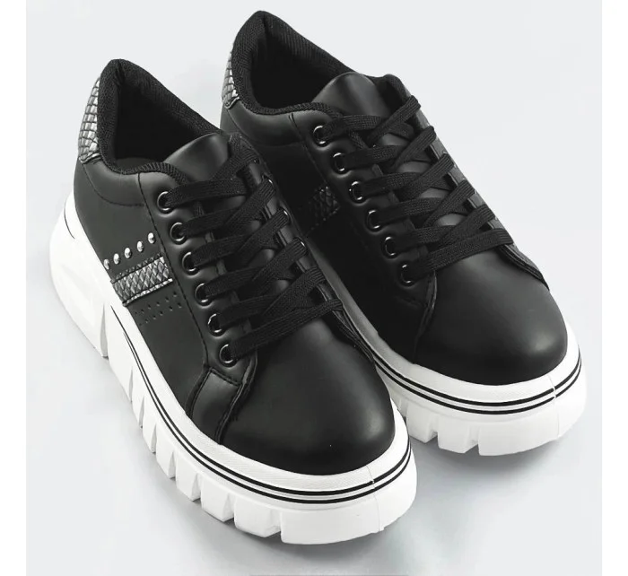 Čierne dámske tenisky sneakers "traktory" (88-25)