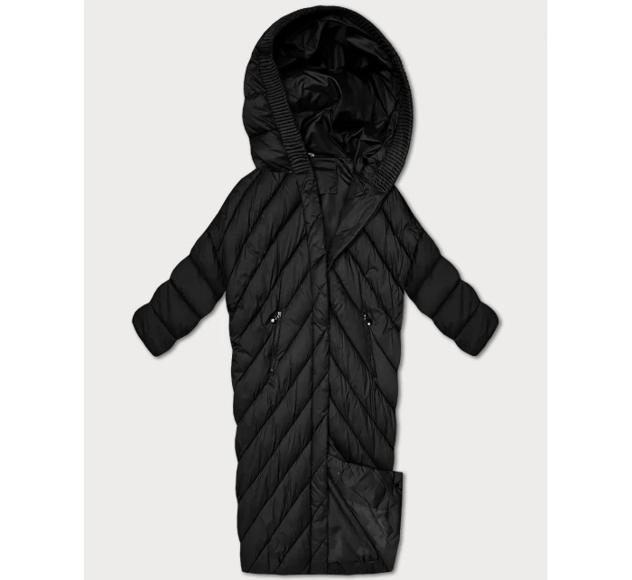 Čierna zimná bunda v štýle netopiera (P3-6026-1)