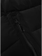 Čierna prechodná prešívaná bunda s kožušinou na kapucni S'west (B8301-1)