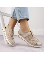 Rieker W RKR651 béžové kožené poltopánky s háčikom a pútkom Rieker W RKR651 béžové kožené poltopánky s háčikom a pútkom