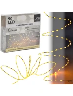 BATÉRIOU OVLÁDANÉ DRÔTENÉ SVETLÁ GIRLANDA 90 VIEDOL TEPLÁ BIELA BLESK LUCA