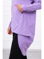 Mikina s dlhým chrbtom a kapucňou tmavo fialová