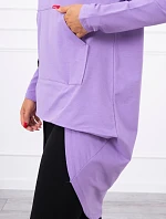 Mikina s dlhým chrbtom a kapucňou tmavo fialová