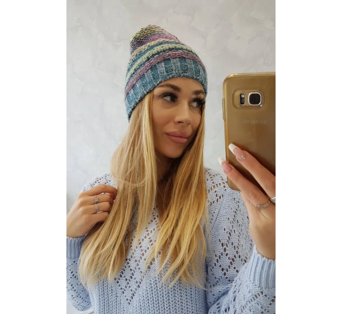 Fleecová čiapka Krystyna K207 fuchsiová+modrá
