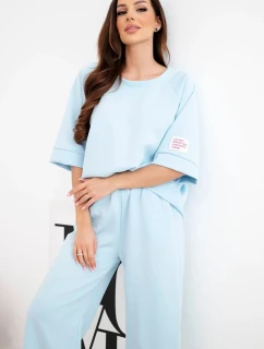 Dámska maslová viskózna mikina a široké nohavice modrá
