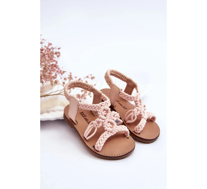 Dziecięce Plecione Wsuwane Sandały Różowe Tracy