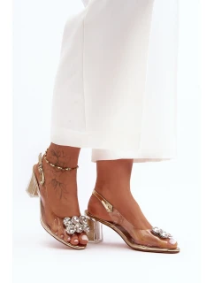 Sandály Na Podpatku Zlaté model 21631227 - S.Barski