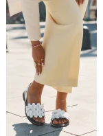 Skórzane Sandały Na Płaskim Obcasie Zazoo 40425 Białe