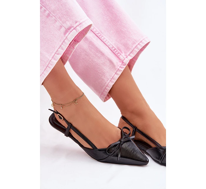 Dámské sandály z imitace kůže na nízkém podpatku Černé Jelmera