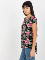 Dámská halenka model 18116277 černá a zelená - FPrice Dámská halenka model 18116277 černá a zelená - FPrice