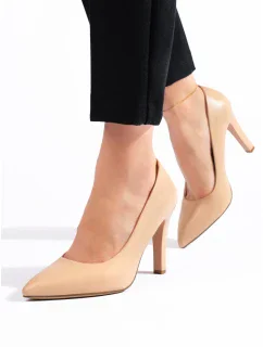 Moderní lodičky hnědé dámské na širokém podpatku