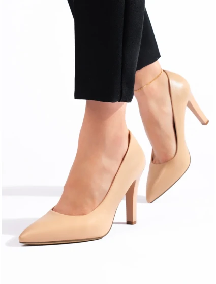 Moderní lodičky hnědé dámské na širokém podpatku Moderní lodičky hnědé dámské na širokém podpatku