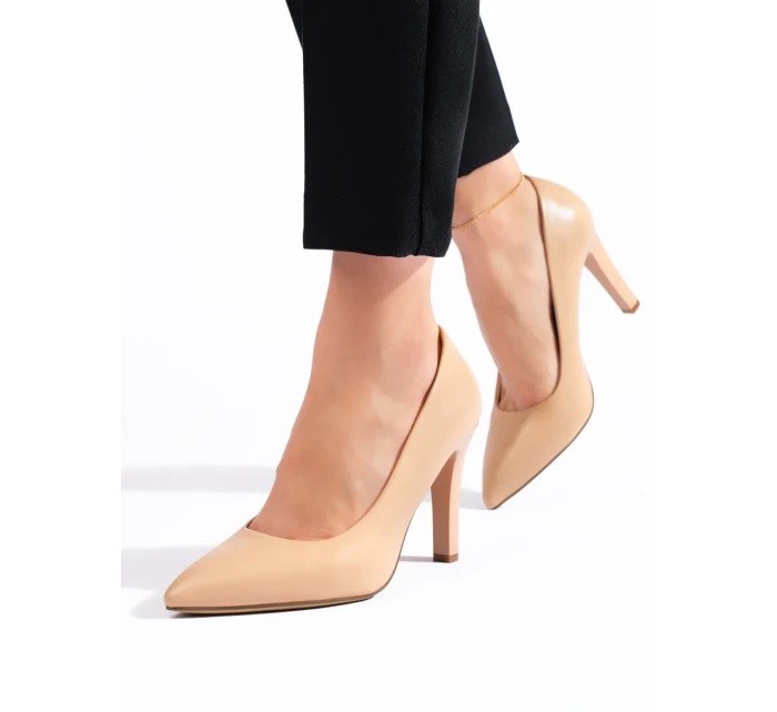 Moderní lodičky hnědé dámské na širokém podpatku Moderní lodičky hnědé dámské na širokém podpatku