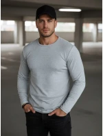 Pánské šedé tričko s dlouhým rukávem model 21994116 - Dstreet