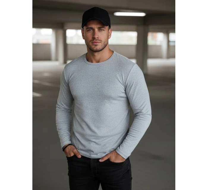 Pánské šedé tričko s dlouhým rukávem model 21994116 - Dstreet