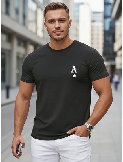 Tshirt męski bawełniany z nadrukiem AS czarny model 22305587 - FashionStreet