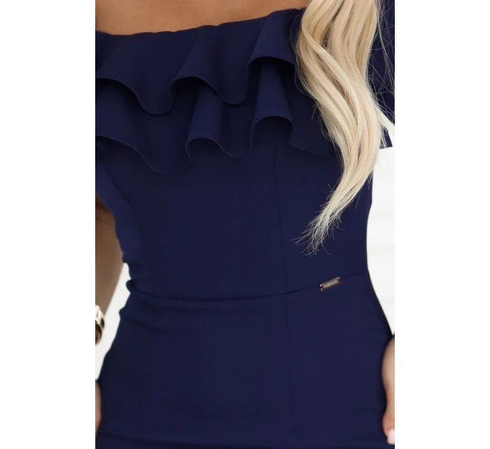Přiléhavé midi šaty ve stylu tmavě modré model 21410868 - numoco