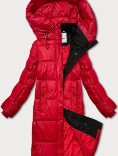 Červená dámska zimná bunda s kapucňou Glakate (LU-238001#)