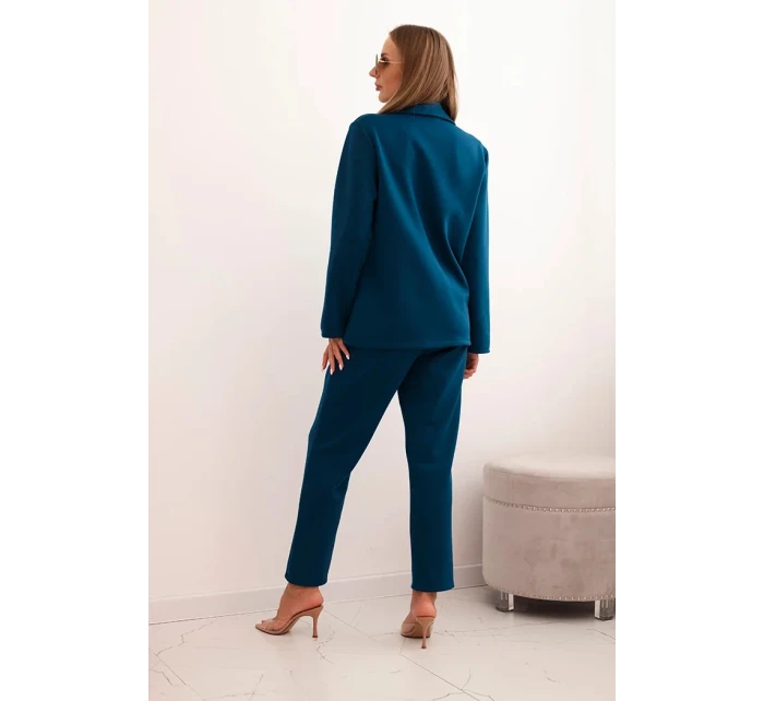 Dámská souprava s viskózou a ozdobami a model 21232439 kalhotami mořská - K-Fashion