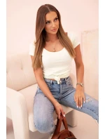 Dámska klasická bavlnená blúzka s krátkymi rukávmi modrá