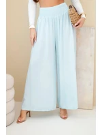 Dámske viskózové nohavice s elastickým pásom modré