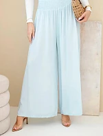 Dámske viskózové nohavice s elastickým pásom modré