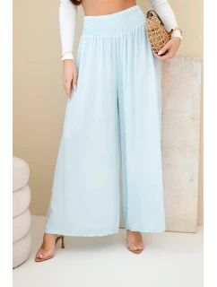 Dámske viskózové nohavice s elastickým pásom modré
