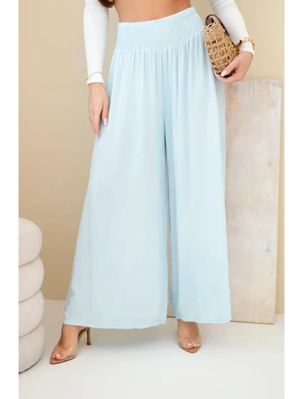 Dámske viskózové nohavice s elastickým pásom modré