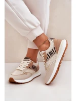 Buty Sportowe Damskie Na Platformie Zebra Beżowe Davinara