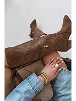 Semišové Kožené Na Podpatku  Béžové model 22031651 - Zazoo