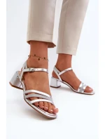 Dámske sandále na nízkom podpätku z ekokože Sergio Leone Silver Dámske sandále na nízkom podpätku z ekokože Sergio Leone Silver