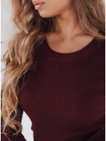 Dámský žebrovaný svetr vínová Dstreet model 21990948 - FashionStreet