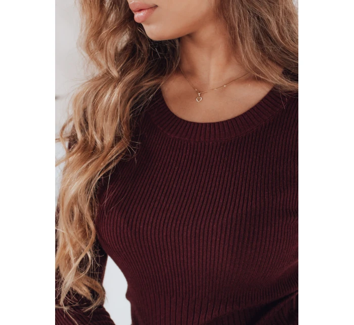 Dámský žebrovaný svetr vínová Dstreet model 21990948 - FashionStreet
