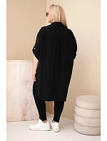 Dámská košile Plus Size z viskózy s květinovou výšivkou černá