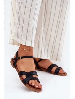 Ploché Lesklé Dámské Sandály model 21696800 Černé - S.Barski