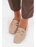 Dámské mokasíny z pravé kůže se zlatým detailem D&A Béžové model 22031885 - S.Barski