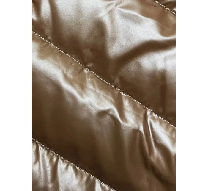 Béžová dámska prešívaná bunda s kapucňou (16M9105-84)