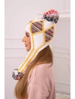 Dámska klapka na uši Eunika K322 biela + žltá