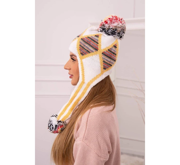 Dámska klapka na uši Eunika K322 biela + žltá