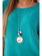 Mušelínová blúzka s náhrdelníkom svetlo modro-zelená Mušelínová blúzka s náhrdelníkom svetlo modro-zelená