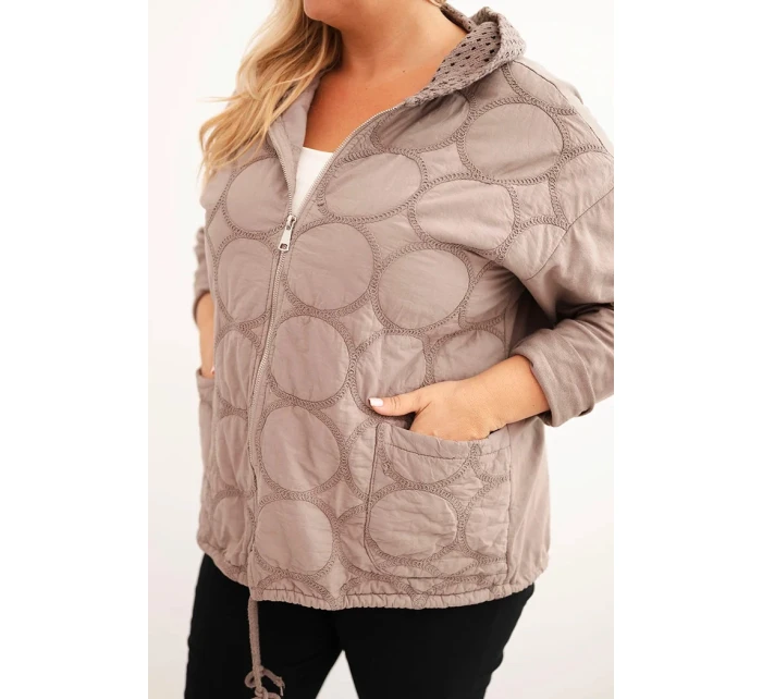 Dámske Plus veľkosť bavlnená mikina na zips Fango