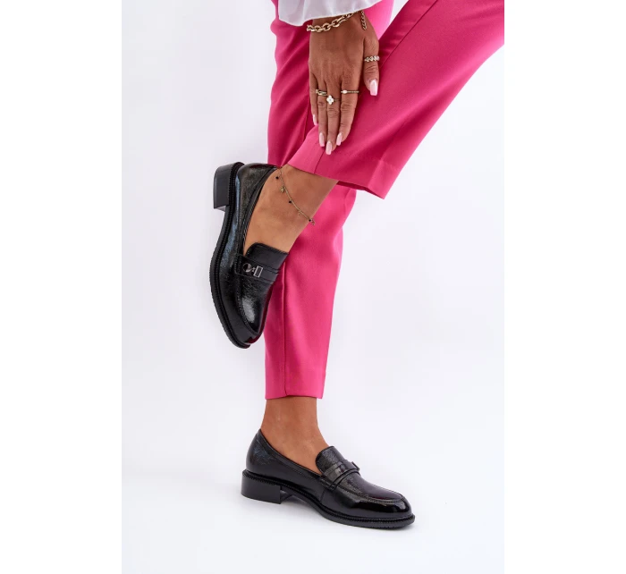 Dámské lakované mokasíny černé model 21655371 - VINCEZA