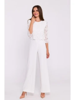 S381 Kombinéza s čipkovanými detailmi - ecru