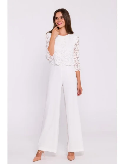 S381 Kombinéza s čipkovanými detailmi - ecru