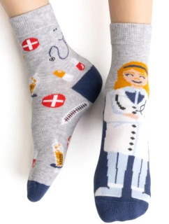 DÍVČÍ VZOROVANÉ PONOŽKY 014 MELANGE LIGHT GREY 26-28