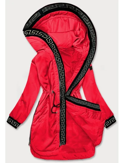 Dámska tenká bunda s ozdobným lemovaním červená (B8141-4)