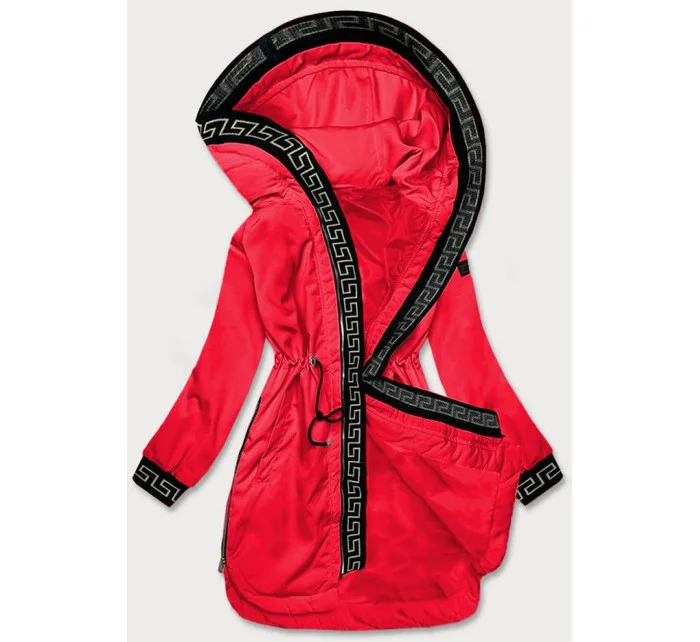 Dámska tenká bunda s ozdobným lemovaním červená (B8141-4)