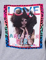 American Girl grafická blúzka šedá S/M - L/XL